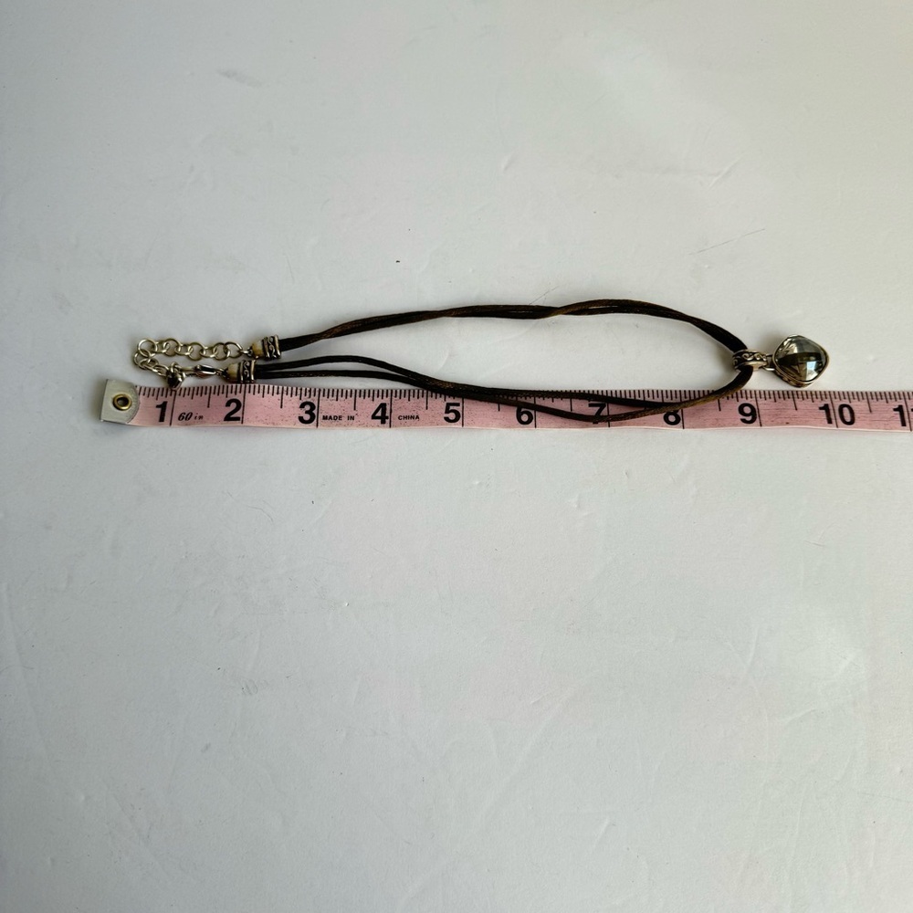 Brighton Venus Necklace Swarovski Crystal Pendant Olive Double Cord Silver Tone - Picture 10 of 11